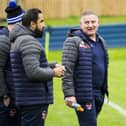 Pav Singh (centre) and the management team are determined that Liversedge will bounce back stronger from the side’s FA Trophy defeat when they get back into action.