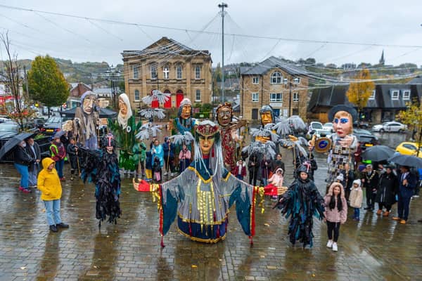 The giant puppet parade in Batley last month