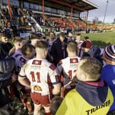 Thornhill Trojans huddle after their match against Doncaster in the Challenge Cup in 2020. They could meet them again in the competition in 2022.