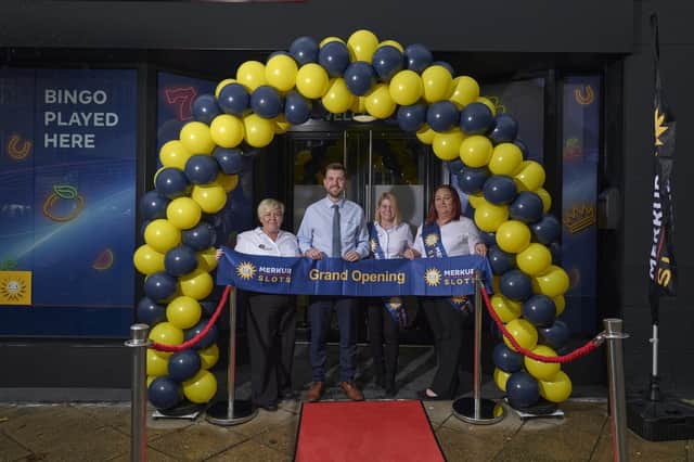 MERKUR Slots' new £200,000 entertainment centre at Market Place in Dewsbury is opened by (left to right) Ann-Marie Moran, Adam Ashton, Stacey Andrews and Stacey Barham
