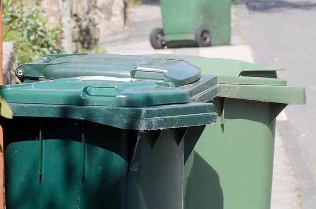 Green bins on a street in Kirklees