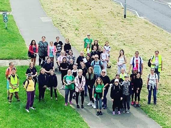 45 dancers from the Louise Ryrie School in Northgate, walked a total of 9 and a half miles touching on every borough of Crawley in a sponsored walk for the NSPCC