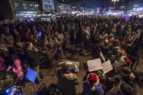 Flashback: Gawthorpe Brass play for the crowds at the Ossett Christmas Lights switch on in 2014.