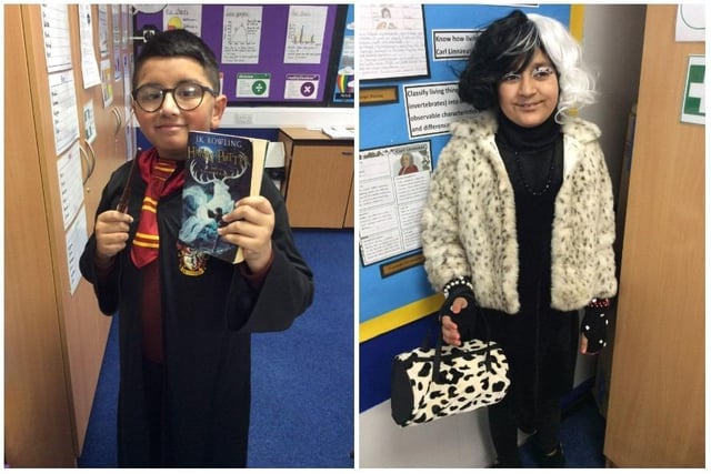 Harry Potter and Cruella de Vil at Westmoor Primary School in Dewsbury.