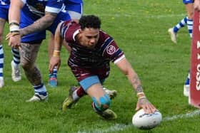 Joel Gibson tried hard to get Thornhill Trojans moving and scored a try against Crosfields. Picture: David Jewitt