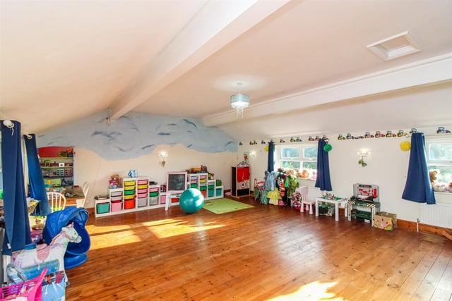 This super size playroom could easily be adapted to alternative use, such as a bedroom, or games room.