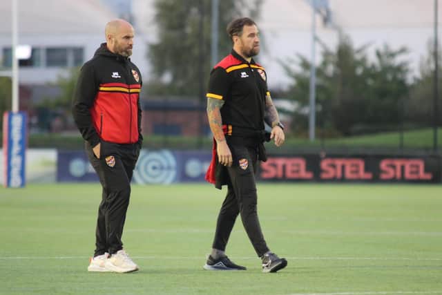 Dewsbury Rams’ head coach Liam Finn, left, was simply ‘happy to be in the next round’ of the Challenge Cup after being given ‘a tough game’ by amateur side Ashton Bears on Saturday.
