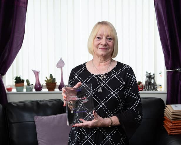 Brenda Whitworth with her BBC Make A Difference Award.