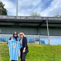 The Loft music venue in Cleckheaston are the new sponsors of the main stand at Liversedge Football Club. Pictured are The Loft owners, Dee Brown, left, and Billie Burch. (Photo credit: Liversedge FC)