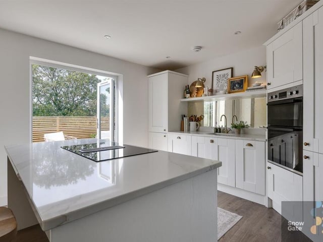 Patio doors connect the living area with the garden.