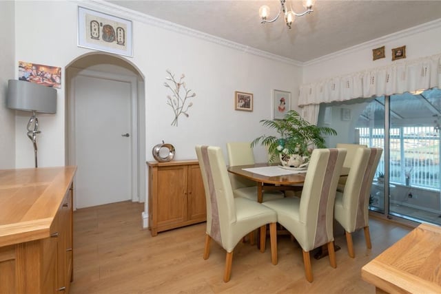 The dining room within the property is of a size to accommodate a large table and chairs.