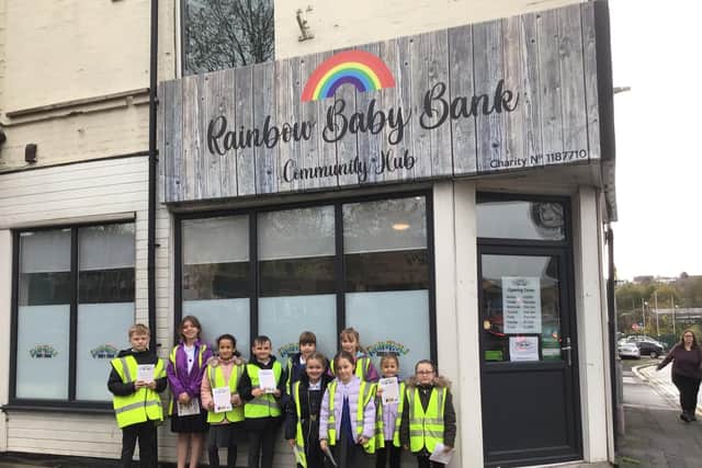 Children from Norristhorpe Junior and Infant School enjoyed a visit to Rainbow Baby Bank before helping to provide an ‘enormous’ donation to the charity which will ‘make such a difference to struggling families’ across Kirklees.