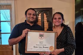 Dilesh and Rushika Parmar with their Restaurant of the Year for Yorkshire award