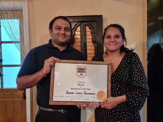 Dilesh and Rushika Parmar with their Restaurant of the Year for Yorkshire award