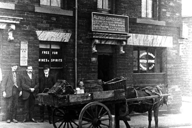 The Eightlands Hotel in Dewsbury, one of a number of pubs in that area which were demolished during slum clearance of the 1950s. It was built sometime between 1914 and 1928 when Alfred Gomersall was landlord.