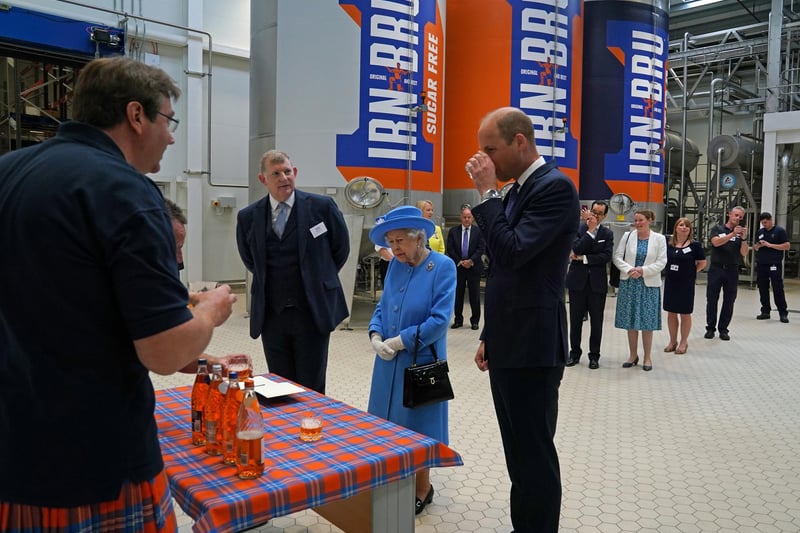 The Royals tasted Scotland's famous drink during a visit to AG Barr's factory.