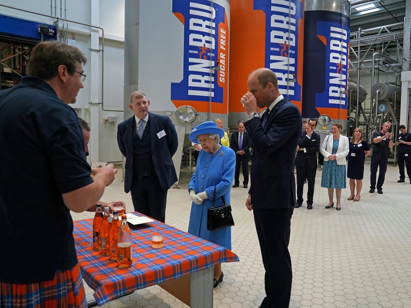 The Royals tasted Scotland's famous drink during a visit to AG Barr's factory.