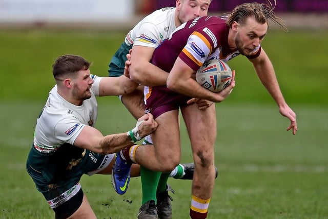1. The lively James Meadows in action for Batley against Keighley