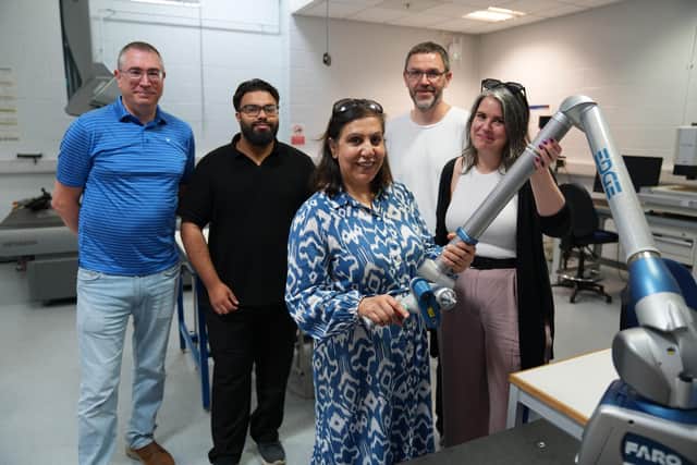 Pictured from the left are Nicholas Pickett (Sheffield Hallam), Sultan Wasim (Sloomy), Fara Hussain-Butt (Shire Beds), Paul Walker (Debar) and Jessica Armitage (Made Smarter Yorkshire).
