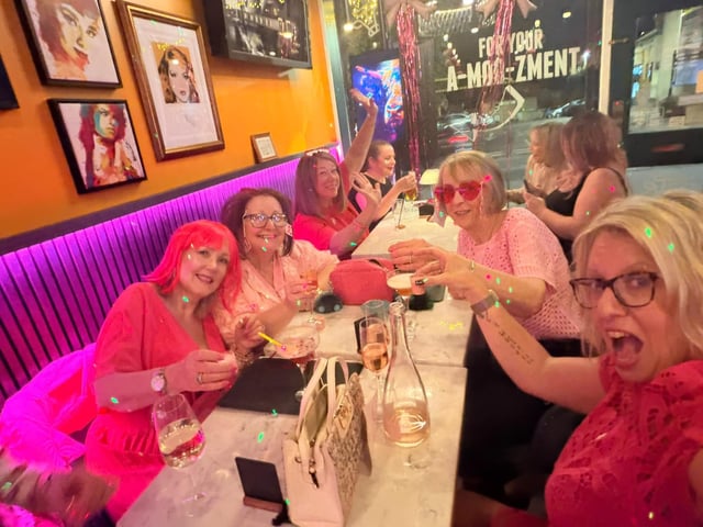 The special evening involved pink drinks, pink food, party games, a competition for the pinkest person, and a ‘sparkle tree’ raffle with six star prizes of a diamond necklace donated by business neighbour Robert Openshaw.