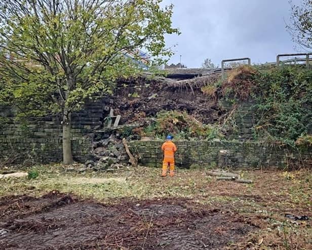 Rail services in West Yorkshire are expected to return to normal on Monday after a collapsed wall caused a landslip in Dewsbury