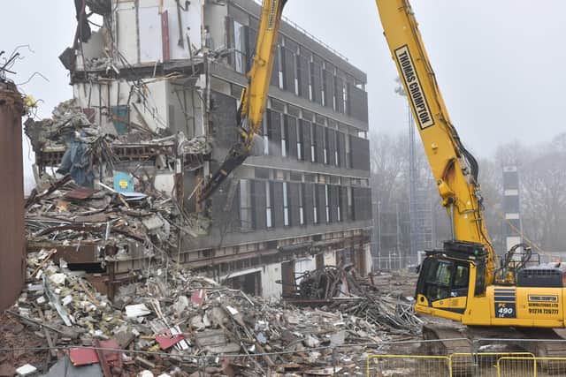 Footage released on Thursday shows the demolition of old buildings is moving at pace – with plans for the whole building to be ready by 2024.