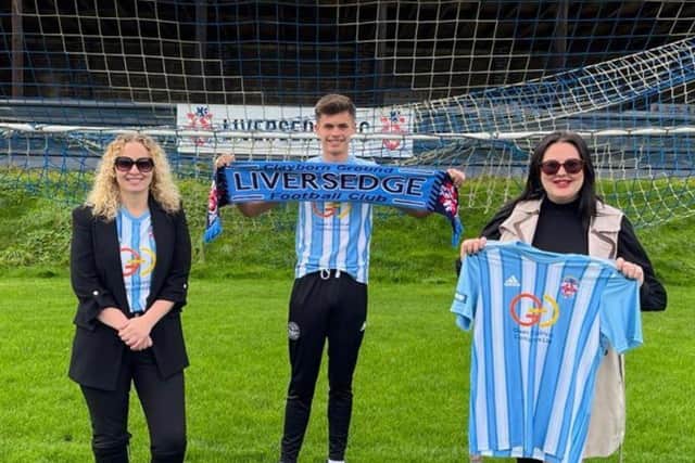 The Loft owners, Billie Burch, left, and Dee Brown, seen here with Liversedge FC under 23 goalkeeper Charlie Binks. (Photo credit: Liversedge FC)
