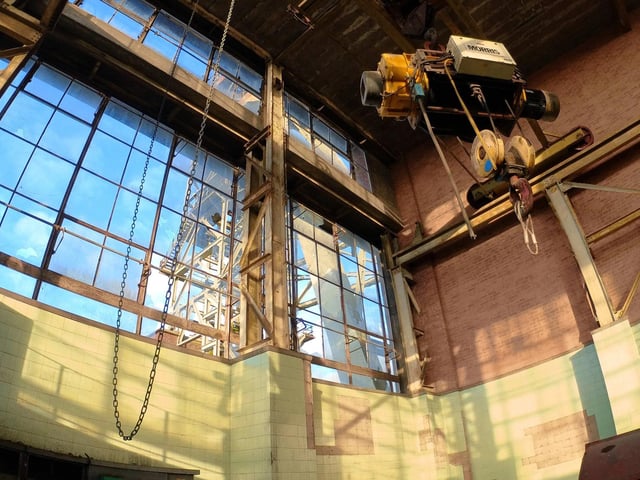 The windows are being replaced slowly, to make the building weatherproof once more.