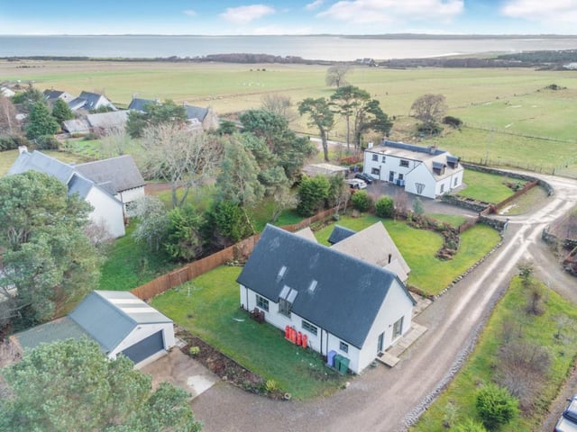 Aerial view of property showing proximity to Dornoch Firth.