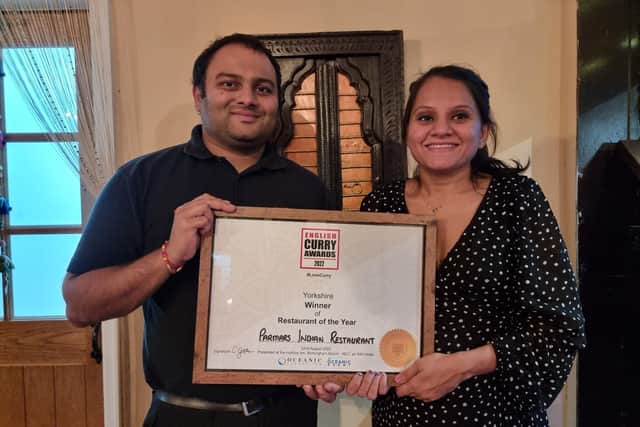 The family-run business, run by Dilesh Parmar, left, and wife Rushika, right, is no stranger to success having been named Restaurant of the Year for Yorkshire for the second year running at the prestigious English Curry Awards 2023.
