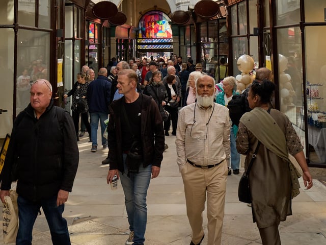 Shoppers in The Arcade on Saturday morning.