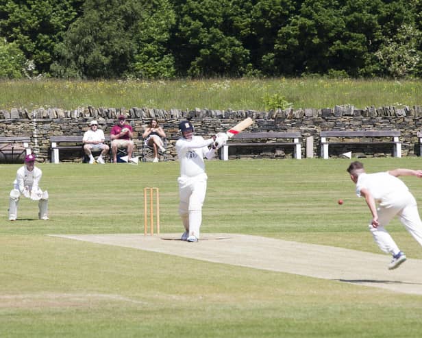 Craig Field hit a century to help Hartshead Moor clinch the Bradford League Division Two championship. Photo by Jim Fitton