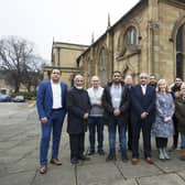 Meeting at Dewsbury Minster about burial spaces in the town. From the left, Sajad Hussain, Abdul Aslam, Rev Neil Walpole, Naveed Ahmed, Simon Roadnight, Mohammed Javed, Mohammed Mukhtar, Helen Wilson, Yunas Afzal, Christine Leeman and Dewsbury MP Mark Eastwood.