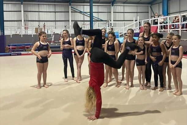 The MP showed off her gymnastics skills at the Bradford Road-based club.