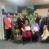Chloe Llewellyn, second from front left, a TA at Batley Girls' High School, received the HLTA (Higher Level Teaching Assistant) Secondary School trophy from Teaching Personnel at a ceremony held at the school.