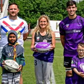 Kim Leadbeater with players from Team Colostomy UK and British Asian Rugby Association at the Jo Cox Memorial Rugby Match (Photo credit: Paul Butterfield)