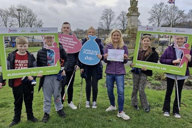 Kim pictured with volunteers in Cleckheaton's Memorial Park.