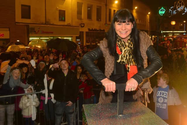 Emmerdale's Lucy Pargeter (Chas Dingle) turned on Dewsbury's Christmas lights last year.