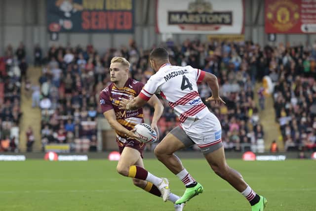 Luke Hooley in action for Batley Bulldogs in the Million Pound Game at Leigh Centurions.