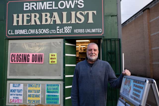 Owner Chris Hartley outside Brimelow's Herbalists on Crackenedge lane.