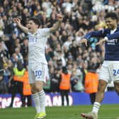 Goal scorer Dan James and Georginio Ruttter lead the Leeds United celebrations after their 2-0 win over Millwall.