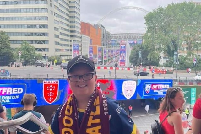 Thumbs up from this young Batley fan with the Wembley arch in the background.