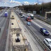 Work progresses on the M62 central barrier.