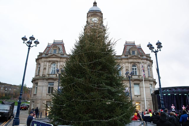 The Christmas Tree in Dewsbury town centre.