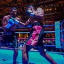 Faheem Mustakeem in action against Naeem Ali on his professional boxing debut.