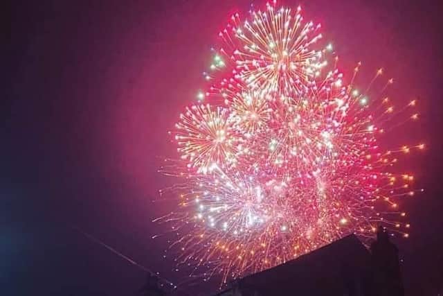 The colourful fireworks display lights up the night sky