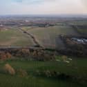 An aerial view of the site of the proposed Amazon warehouse near Cleckheaton