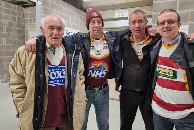 The Abbott family with friend Peter, second right, have been impressed with Batley's "fantastic" efforts this season.