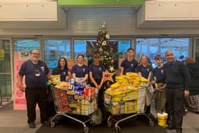 The cadets packed bags in return for donations at the Dewsbury store