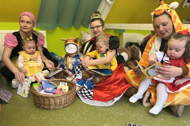 Staff and children at Child's Play nursery in Dewsbury.